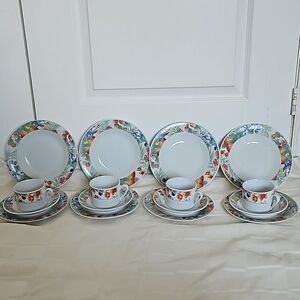 Table D'Hote 16 Pieces Porcelain Dinner Set Dishwasher & Microwave Safe White
